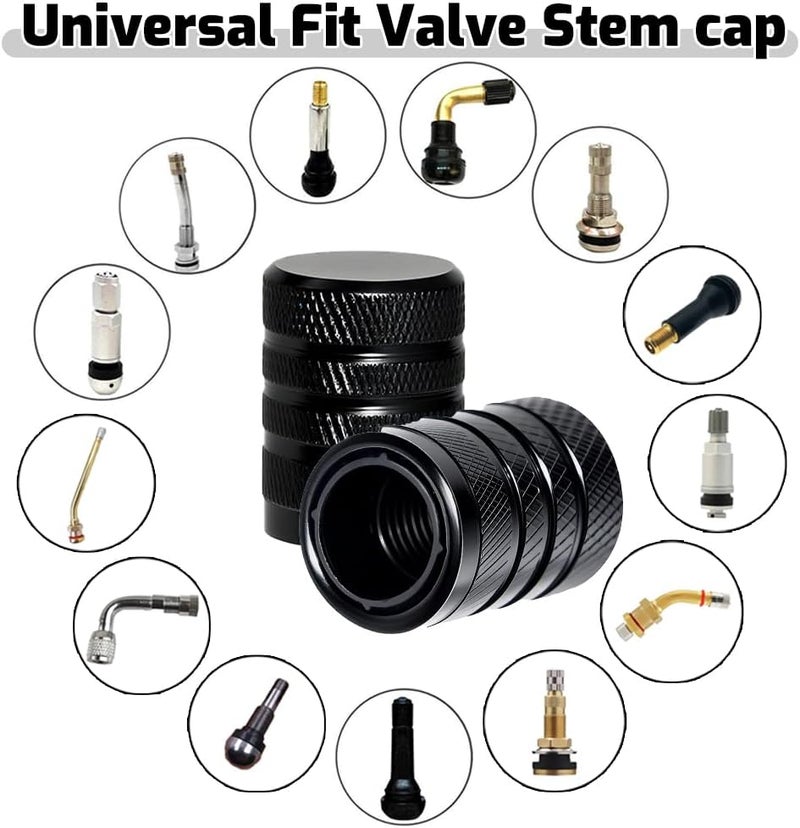 SYSDTTD 4-Piece Black Anodized Aluminum-Plastic Composite Tire Valve Stem Caps with Integrated Plastic Sleeve,Corrosion-Resistant and Universal Fit,Suitable for Cars, Trucks, and Motorcycles(Black) - Image 3